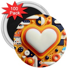 Valentine s Day Design Heart Love Poster Decor Romance Postcard Youth Fun 3  Magnets (100 Pack)