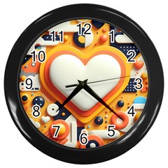 Valentine s Day Design Heart Love Poster Decor Romance Postcard Youth Fun Wall Clock (black)