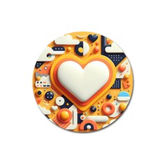 Valentine s Day Design Heart Love Poster Decor Romance Postcard Youth Fun Magnet 3  (round) by Maspions