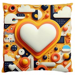 Valentine s Day Design Heart Love Poster Decor Romance Postcard Youth Fun Large Premium Plush Fleece Cushion Case (one Side)