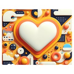 Valentine s Day Design Heart Love Poster Decor Romance Postcard Youth Fun Two Sides Premium Plush Fleece Blanket (teen Size)