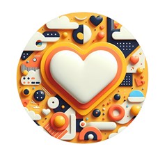 Valentine s Day Design Heart Love Poster Decor Romance Postcard Youth Fun Mini Round Pill Box (pack Of 5)