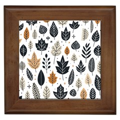 Autumn Leaves Fall Pattern Design Decor Nature Season Beauty Foliage Decoration Background Texture Framed Tile