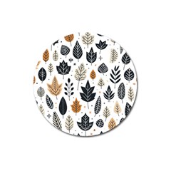 Autumn Leaves Fall Pattern Design Decor Nature Season Beauty Foliage Decoration Background Texture Magnet 3  (round)