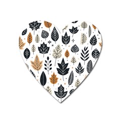 Autumn Leaves Fall Pattern Design Decor Nature Season Beauty Foliage Decoration Background Texture Heart Magnet