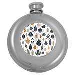 Autumn Leaves Fall Pattern Design Decor Nature Season Beauty Foliage Decoration Background Texture Round Hip Flask (5 oz) Front