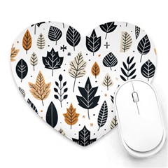 Autumn Leaves Fall Pattern Design Decor Nature Season Beauty Foliage Decoration Background Texture Heart Mousepad by Maspions