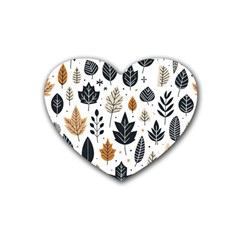 Autumn Leaves Fall Pattern Design Decor Nature Season Beauty Foliage Decoration Background Texture Rubber Coaster (heart) by Maspions