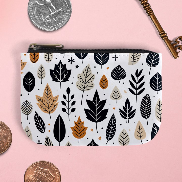 Autumn Leaves Fall Pattern Design Decor Nature Season Beauty Foliage Decoration Background Texture Mini Coin Purse