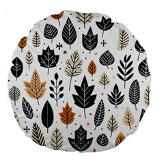 Autumn Leaves Fall Pattern Design Decor Nature Season Beauty Foliage Decoration Background Texture Large 18  Premium Round Cushions by Maspions