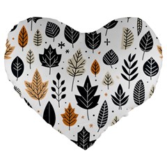 Autumn Leaves Fall Pattern Design Decor Nature Season Beauty Foliage Decoration Background Texture Large 19  Premium Heart Shape Cushions