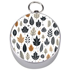 Autumn Leaves Fall Pattern Design Decor Nature Season Beauty Foliage Decoration Background Texture Silver Compasses by Maspions