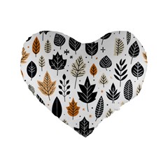 Autumn Leaves Fall Pattern Design Decor Nature Season Beauty Foliage Decoration Background Texture Standard 16  Premium Flano Heart Shape Cushions