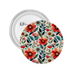 Flowers Flora Floral Background Pattern Nature Seamless Bloom Background Wallpaper Spring 2 25  Buttons by Maspions