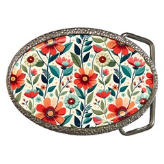 Flowers Flora Floral Background Pattern Nature Seamless Bloom Background Wallpaper Spring Belt Buckles by Maspions