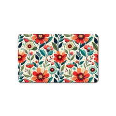 Flowers Flora Floral Background Pattern Nature Seamless Bloom Background Wallpaper Spring Magnet (name Card) by Maspions