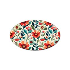 Flowers Flora Floral Background Pattern Nature Seamless Bloom Background Wallpaper Spring Sticker Oval (100 Pack)