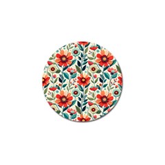 Flowers Flora Floral Background Pattern Nature Seamless Bloom Background Wallpaper Spring Golf Ball Marker (4 Pack)