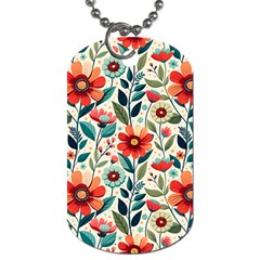 Flowers Flora Floral Background Pattern Nature Seamless Bloom Background Wallpaper Spring Dog Tag (two Sides)