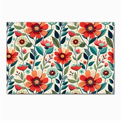 Flowers Flora Floral Background Pattern Nature Seamless Bloom Background Wallpaper Spring Postcard 4 x 6  (pkg Of 10)