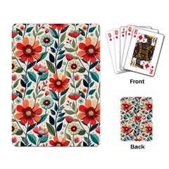 Flowers Flora Floral Background Pattern Nature Seamless Bloom Background Wallpaper Spring Playing Cards Single Design (rectangle)