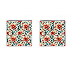 Flowers Flora Floral Background Pattern Nature Seamless Bloom Background Wallpaper Spring Cufflinks (square) by Maspions