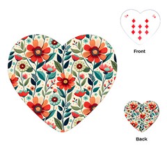 Flowers Flora Floral Background Pattern Nature Seamless Bloom Background Wallpaper Spring Playing Cards Single Design (heart)