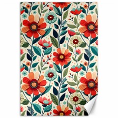 Flowers Flora Floral Background Pattern Nature Seamless Bloom Background Wallpaper Spring Canvas 12  X 18 