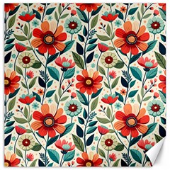 Flowers Flora Floral Background Pattern Nature Seamless Bloom Background Wallpaper Spring Canvas 16  X 16 