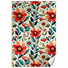 Flowers Flora Floral Background Pattern Nature Seamless Bloom Background Wallpaper Spring Canvas 24  X 36 