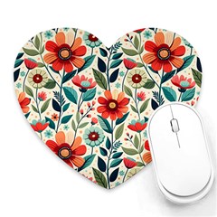 Flowers Flora Floral Background Pattern Nature Seamless Bloom Background Wallpaper Spring Heart Mousepad by Maspions