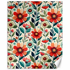 Flowers Flora Floral Background Pattern Nature Seamless Bloom Background Wallpaper Spring Canvas 11  X 14 