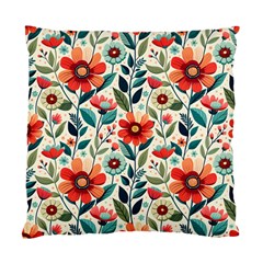 Flowers Flora Floral Background Pattern Nature Seamless Bloom Background Wallpaper Spring Standard Cushion Case (one Side)