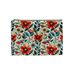 Flowers Flora Floral Background Pattern Nature Seamless Bloom Background Wallpaper Spring Cosmetic Bag (medium) by Maspions