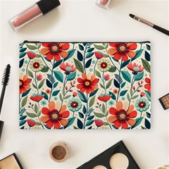 Flowers Flora Floral Background Pattern Nature Seamless Bloom Background Wallpaper Spring Cosmetic Bag (large)