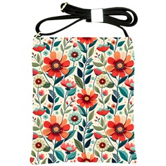 Flowers Flora Floral Background Pattern Nature Seamless Bloom Background Wallpaper Spring Shoulder Sling Bag