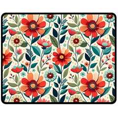 Flowers Flora Floral Background Pattern Nature Seamless Bloom Background Wallpaper Spring Fleece Blanket (medium)