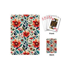 Flowers Flora Floral Background Pattern Nature Seamless Bloom Background Wallpaper Spring Playing Cards Single Design (mini)