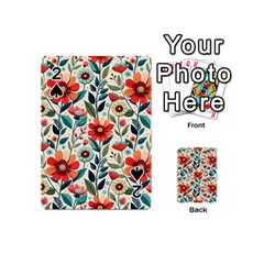 Flowers Flora Floral Background Pattern Nature Seamless Bloom Background Wallpaper Spring Playing Cards 54 Designs (mini)