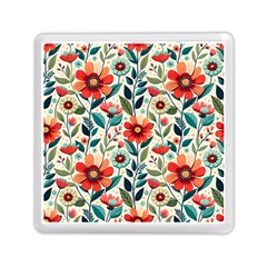 Flowers Flora Floral Background Pattern Nature Seamless Bloom Background Wallpaper Spring Memory Card Reader (square)