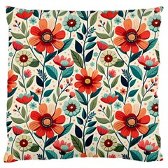 Flowers Flora Floral Background Pattern Nature Seamless Bloom Background Wallpaper Spring Large Cushion Case (two Sides)