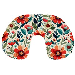 Flowers Flora Floral Background Pattern Nature Seamless Bloom Background Wallpaper Spring Travel Neck Pillow