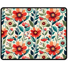 Flowers Flora Floral Background Pattern Nature Seamless Bloom Background Wallpaper Spring Two Sides Fleece Blanket (medium)