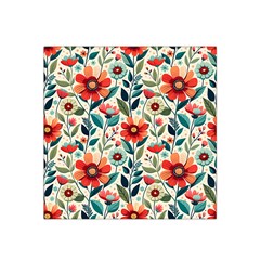 Flowers Flora Floral Background Pattern Nature Seamless Bloom Background Wallpaper Spring Satin Bandana Scarf 22  X 22 