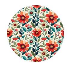 Flowers Flora Floral Background Pattern Nature Seamless Bloom Background Wallpaper Spring Mini Round Pill Box