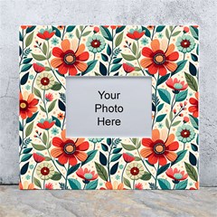 Flowers Flora Floral Background Pattern Nature Seamless Bloom Background Wallpaper Spring White Wall Photo Frame 5  X 7 