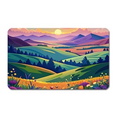 Field Valley Nature Meadows Flowers Dawn Landscape Magnet (rectangular) by Maspions