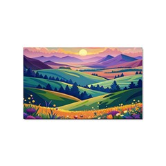 Field Valley Nature Meadows Flowers Dawn Landscape Sticker Rectangular (100 Pack) by Maspions