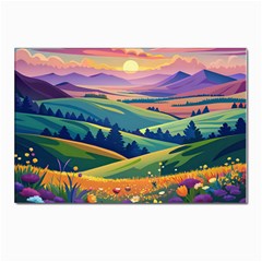 Field Valley Nature Meadows Flowers Dawn Landscape Postcard 4 x 6  (pkg Of 10)