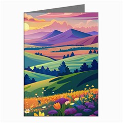 Field Valley Nature Meadows Flowers Dawn Landscape Greeting Cards (pkg Of 8)